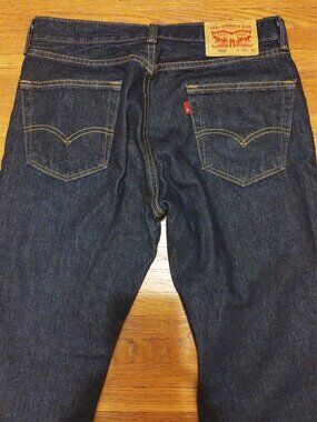 Levis 505 Jeans 30 x 32 100% Cotton Selvedge Denim Men's Dark Blue Levis